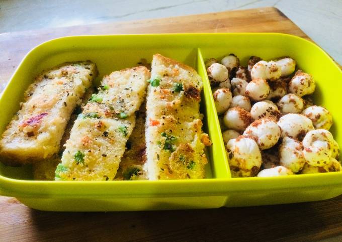 Veggie sooji bread sticks and roasted shaker foxnuts