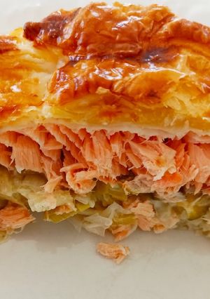 Une photo de Feuilleté poireaux truite ou saumon