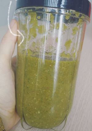 Hình của món Smoothie cải bó xôi đu đủ yến mạch.