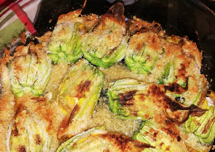 Fiori di zucca ripieni al forno