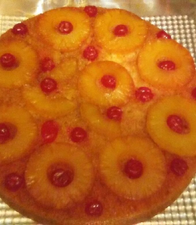 A picture of Cast iron skillet Pineapple Upside Down Cake.