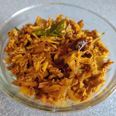 A picture of Vazhaipoo Poriyal/Banana Blossom Fry.