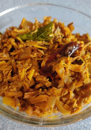A picture of Vazhaipoo Poriyal/Banana Blossom Fry.