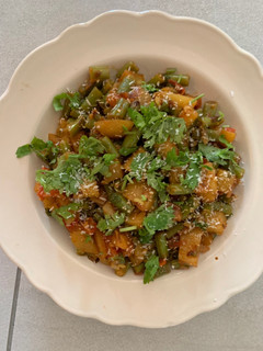 A picture of Aloo and French bean Dry sabzi.