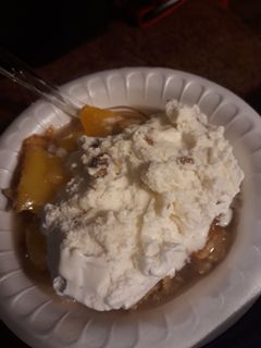 A picture of Jiffy Peach Cobbler.