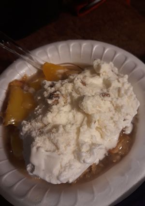 A picture of Jiffy Peach Cobbler.