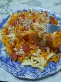Cintas bicolor con salsa rápida (para frezar)