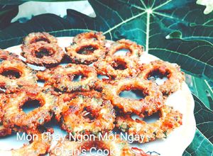 Hình của món Mướp đắng xóc bột chiên giòn chay.