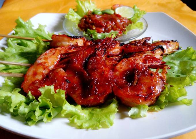 udang bakar madu + sambal tomat terasi