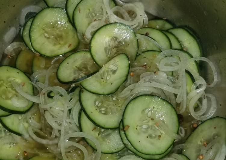 Cucumbers and onions
