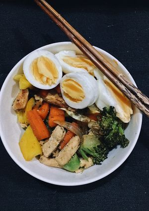 Hình của món Ức gà xào rau củ.