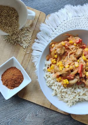 Paprika-Gyros in Brunchsauce mit Reis Rezepthauptbild