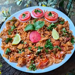 A picture of Street style vegetable pulao.
