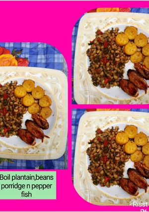 A picture of Bean n boiled plantain pottage.