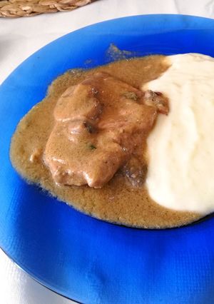 Cukkinis, gombás sertéskaraj recept fotója