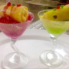 Kesar kulfi with rose and khuskhus falooda A picture of Kesar kulfi with rose and khuskhus falooda.