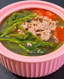 Canh rau muống thịt bò