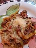 "Fideos" de zucchini con tuco