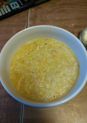 A picture of Chicken and rice soup.