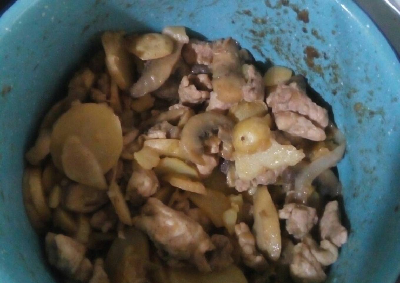 Champipapas con bistec