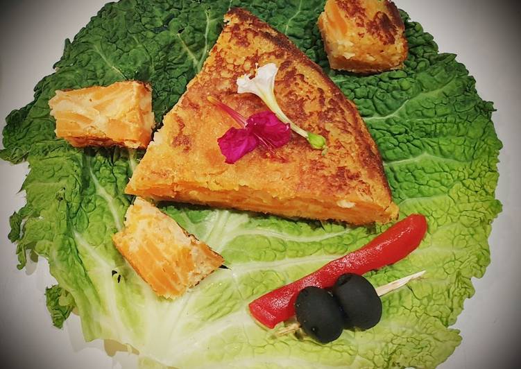 Tortilla veggie de batata y cebolla