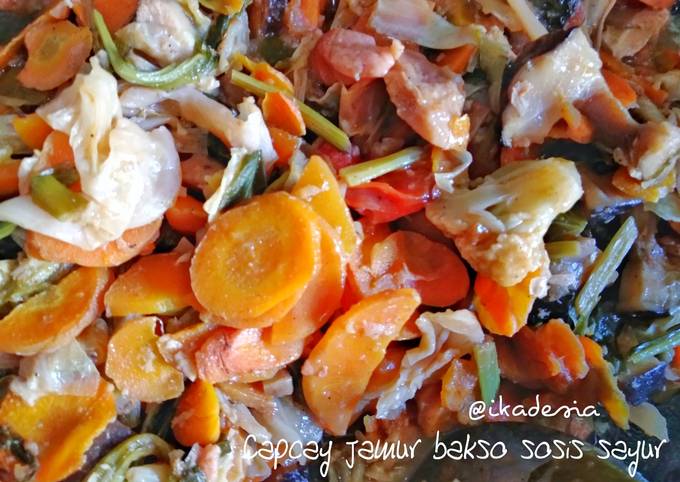 Resep Capcay Jamur Bakso Sosis Sayur Oleh Ikadesia Cookpad