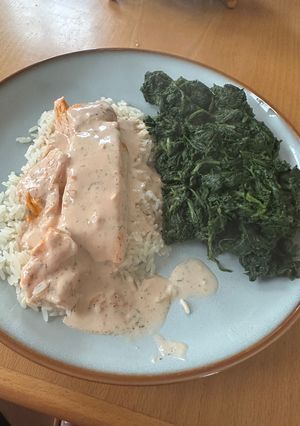Lachs Sahne Gratin mit Spinat Rezepthauptbild