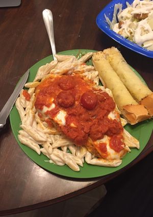 A picture of Chicken Parmigiana.