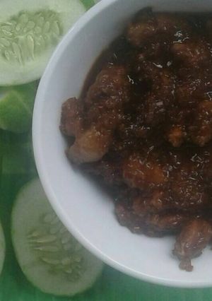 Hình của món Ba rọi xào mắm ruốc.
