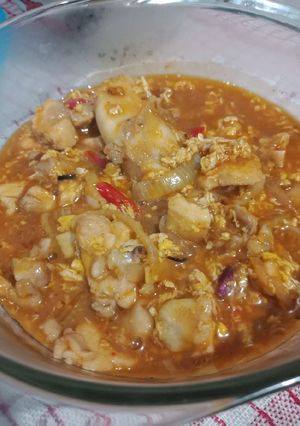 Foto resep Tumis ayam telur saus pedas