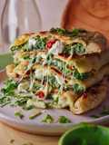 Spinach, Cheese & Sun Dried Tomato Stuffed Flatbreads