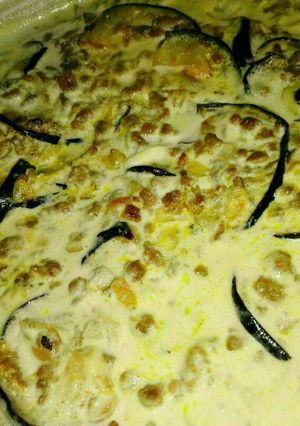 صورة لوصفة صينية باتنجان وبطاطا مع اللحمة المفرومة بالطحينية 😋