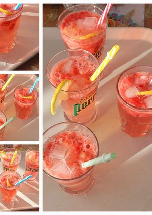 صورة لوصفة كوكتيل الفراولة بماء غازي 🍹🍹🍹🍓