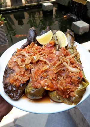 Foto resep Terong bakar sambal teri mentah