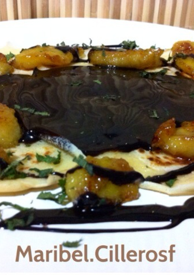 Una foto de Tortitas con plátano y chocolate
