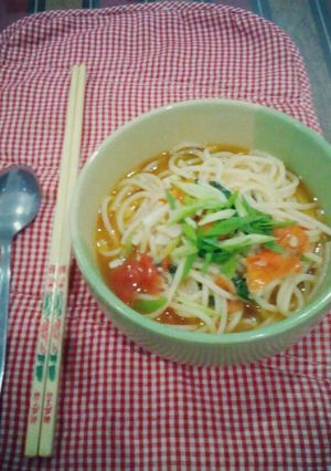 Foto resep Spageti kuah ramen simple