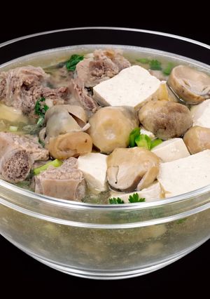 Hình của món SP.0204 - Sườn Non Hầm Tàu Hũ & Nấm Rơm.