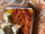 White yam and tomato sauce