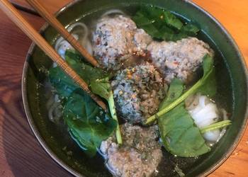 Fresh, Prepare Recipe Pork meatball pho Savory Delicious