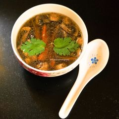 A picture of Mushroom Hot and Sour Soup.