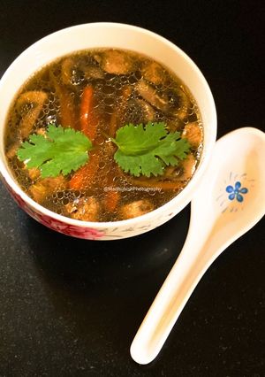 A picture of Mushroom Hot and Sour Soup.