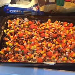 A picture of Candy corn bark.