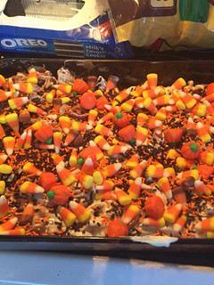 A picture of Candy corn bark.