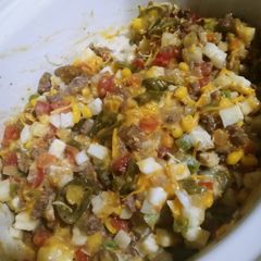 A picture of Crockpot Taco Hashbrown Casserole.