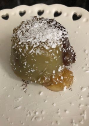 Una foto de Dulce de batata con chocolate casero... un “permitido“ sin culpas!!, además es Apto para veganos 🤪🤪