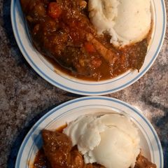 A picture of Sheep Trotters with Tomato and Thyme.
