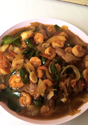 Foto resep Udang pedas saus tiram