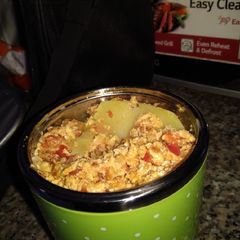 A picture of Boiled Irish potatoes and scrambled eggs.