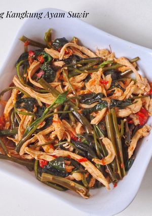 Foto resep Oseng Kangkung Ayam Suwir