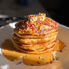 A picture of Diner Style Sprinkle Pancakes.